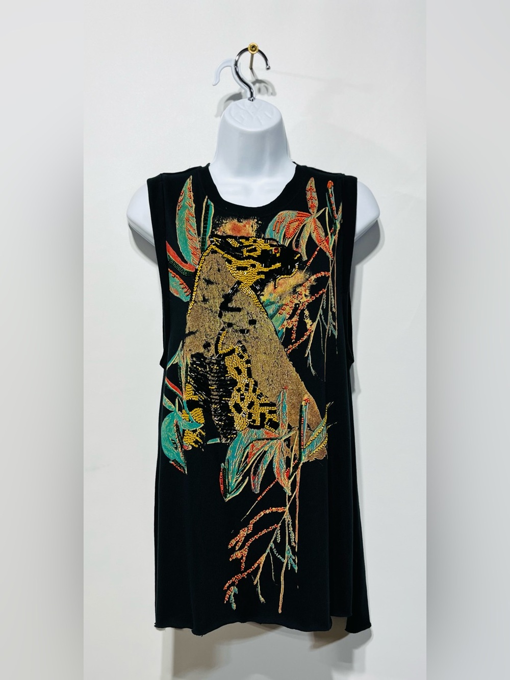 Free People Jungle Bay Jaguar Beaded Top Size X-Small